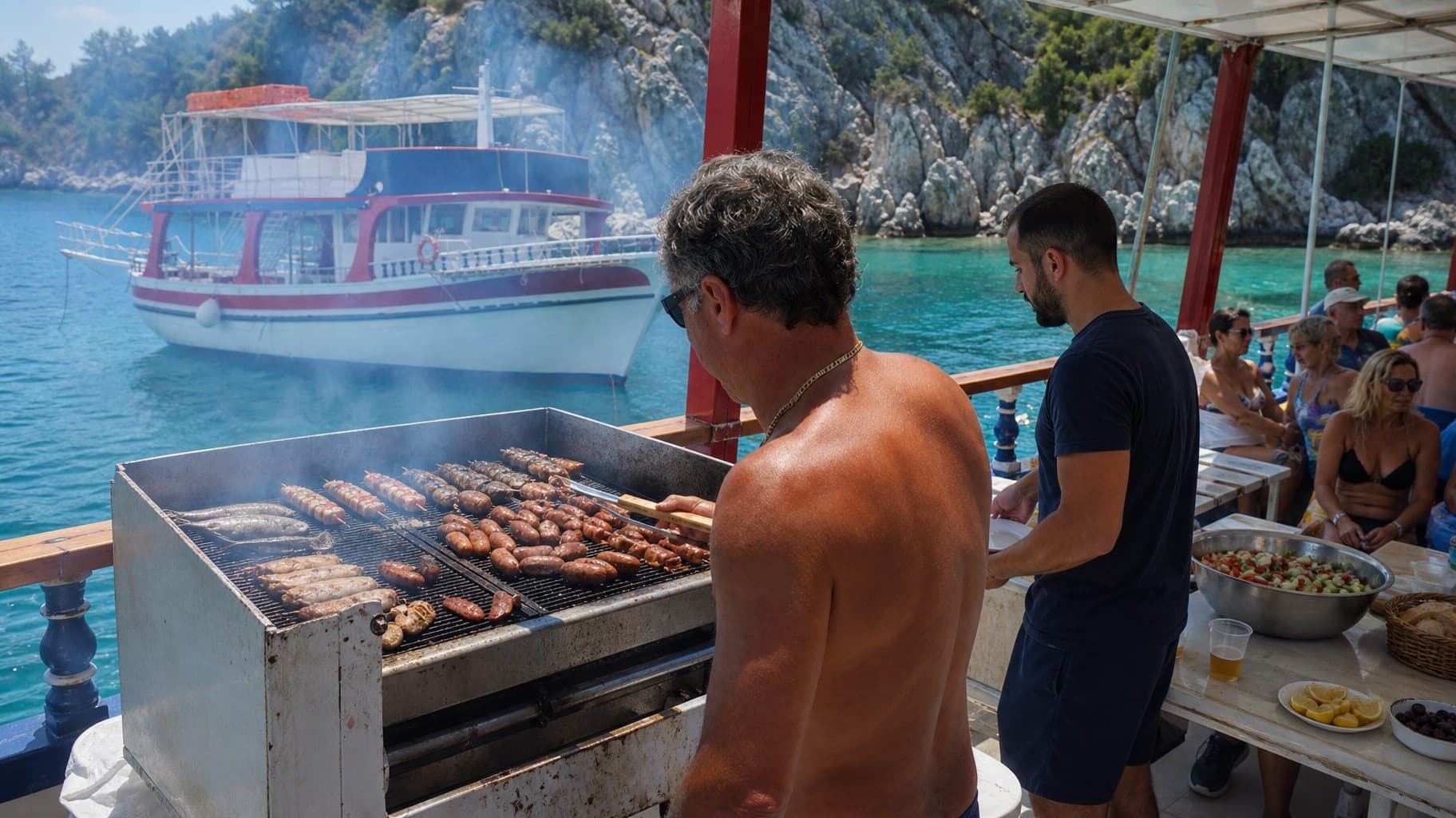 bbq-host-grilling-sausages-on-deck