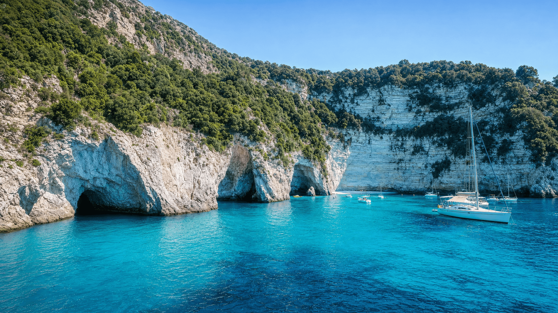 paxos-sea-caves-sailboats-turquoise-bay
