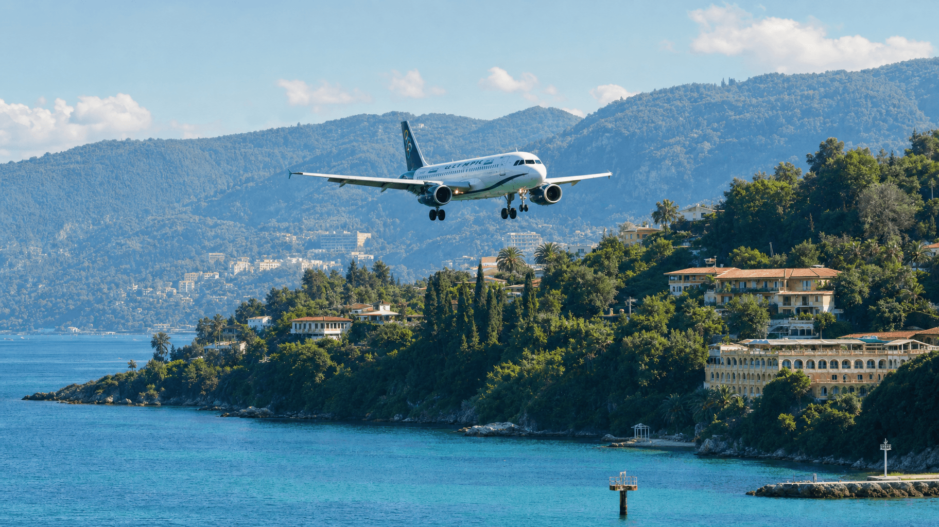 sunset-airplane-landing-over-corfu-coastline